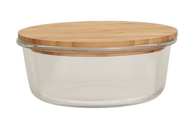 Freska 950ml Glass Container With Bamboo Lid - Transparent - Image 1