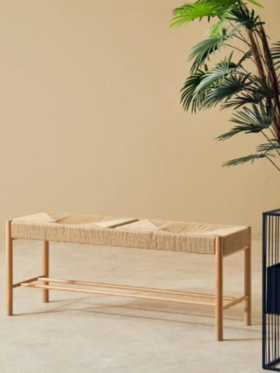 Bandar Natural Rope and Beechwood Bench - Brown - Thumbnail 2