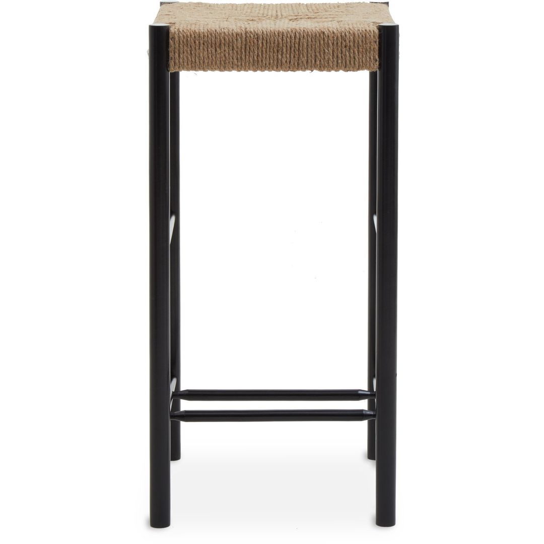 Bandar Natural Rope and Black Wood Bar Stool - Black - Image 1