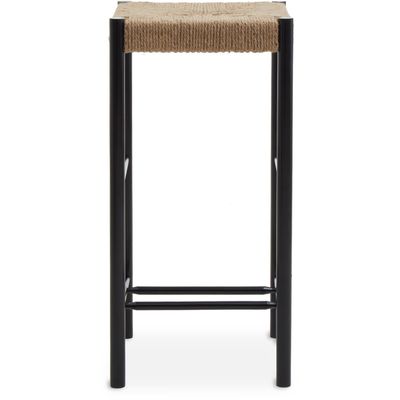 Bandar Natural Rope and Black Wood Bar Stool - Black