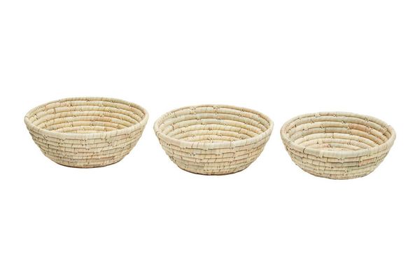 Lidi Set Of Three Woven Palm Leaf Baskets - Natural