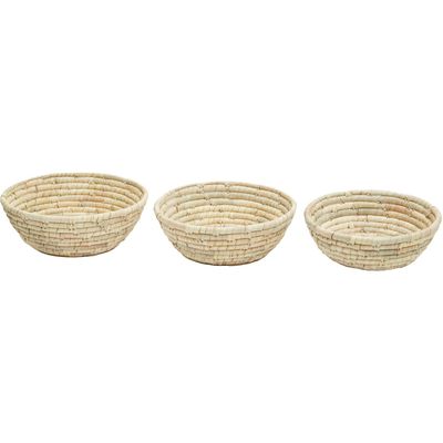 Lidi Set Of Three Woven Palm Leaf Baskets - Natural - Thumbnail 2