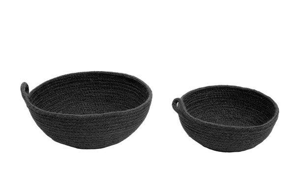 Lidi Set Of Two Jute Baskets - Black