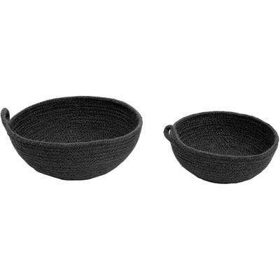Lidi Set Of Two Jute Baskets - Black - Thumbnail 2