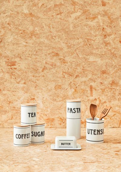 Grocer White Metal Tea Canister - White