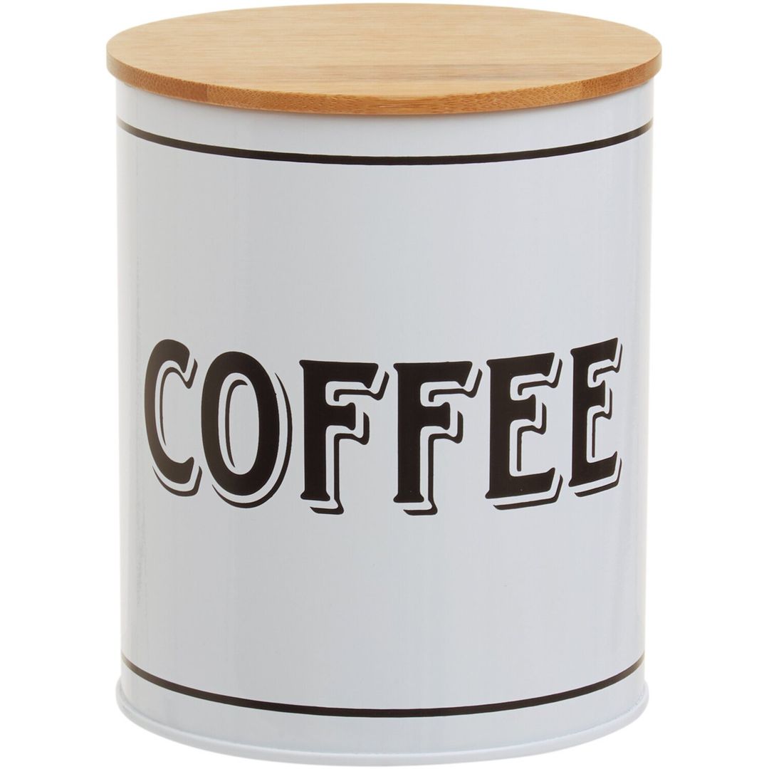 Grocer White Metal Coffee Canister - White - Image 1