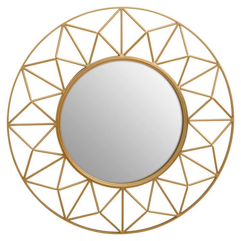 Matera Sunburst Gold Finish Metal Frame Round Wall Mirror - Gold - Image 1