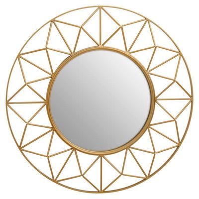 Matera Sunburst Gold Finish Metal Frame Round Wall Mirror - Gold