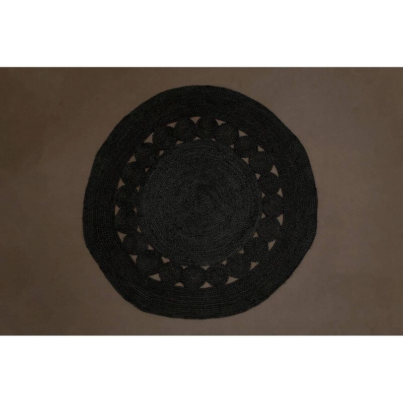 Bosie Demir Round Black Jute Woven Rug - Black - Image 1