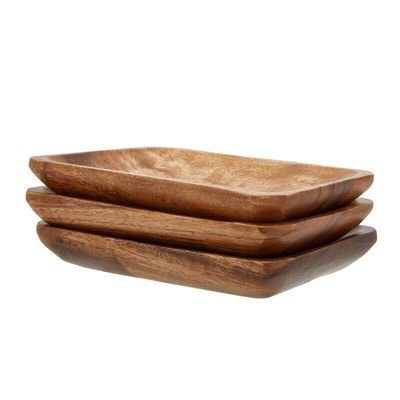 Kora Acacia Set Of Three Serving Dishes - Natural