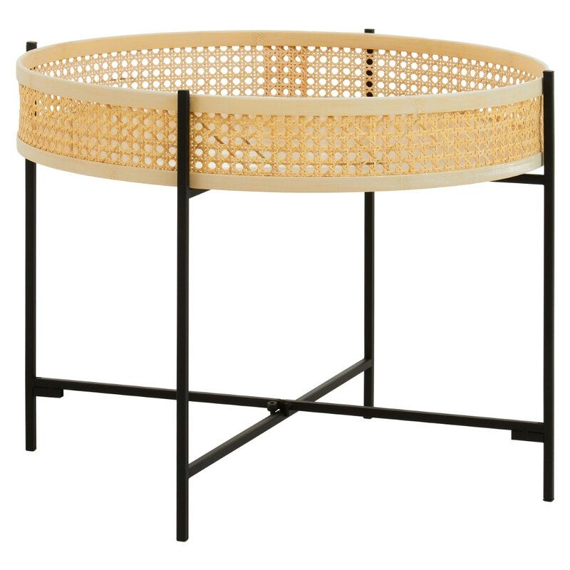 Depok Rattan Coffee Table With Cross Metal Base - Black - Image 1