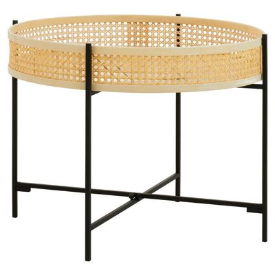Depok Rattan Coffee Table With Cross Metal Base - Black