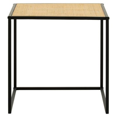 Depok Rattan and Metal Square Side Table - Black