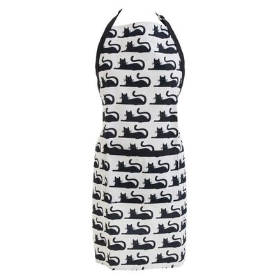 Black Cat Apron - Black, White
