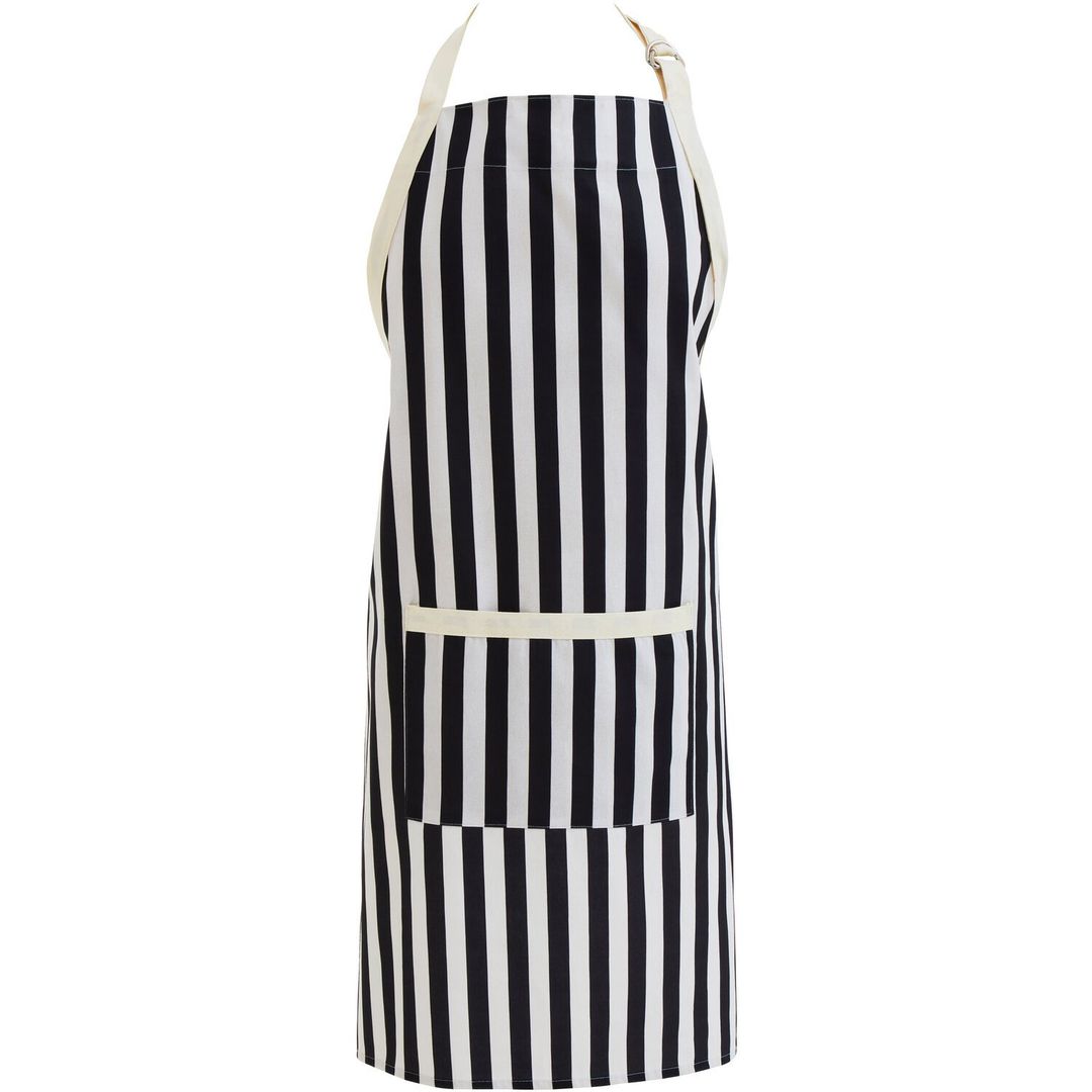 Stripe Apron - Black, White - Image 1