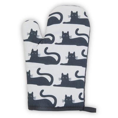 Black Cat Single Oven Glove - Black