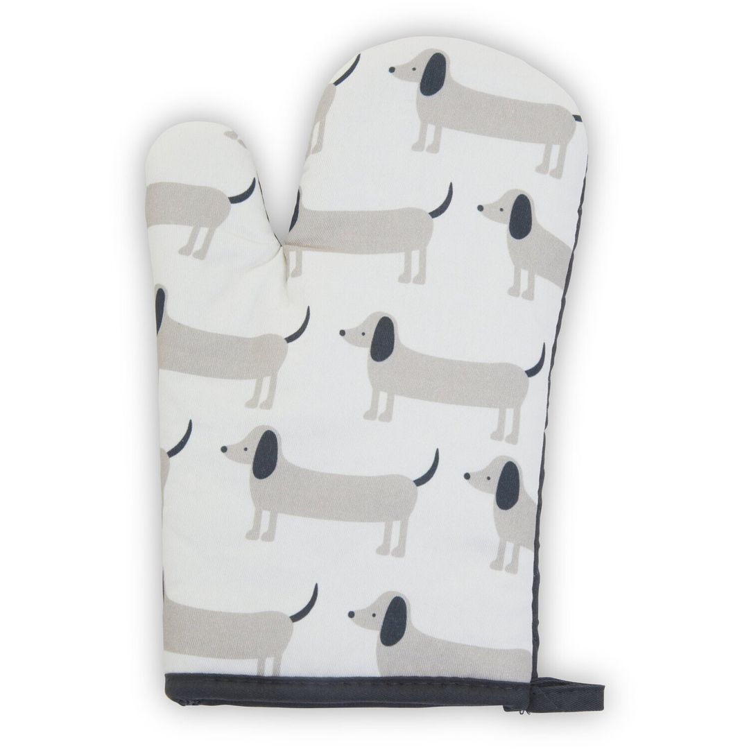 Sausage Dog Single Oven Glove - White - Image 1
