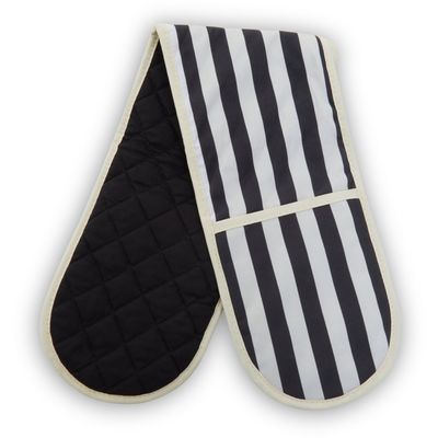 Stripe Double Oven Glove - Black & White
