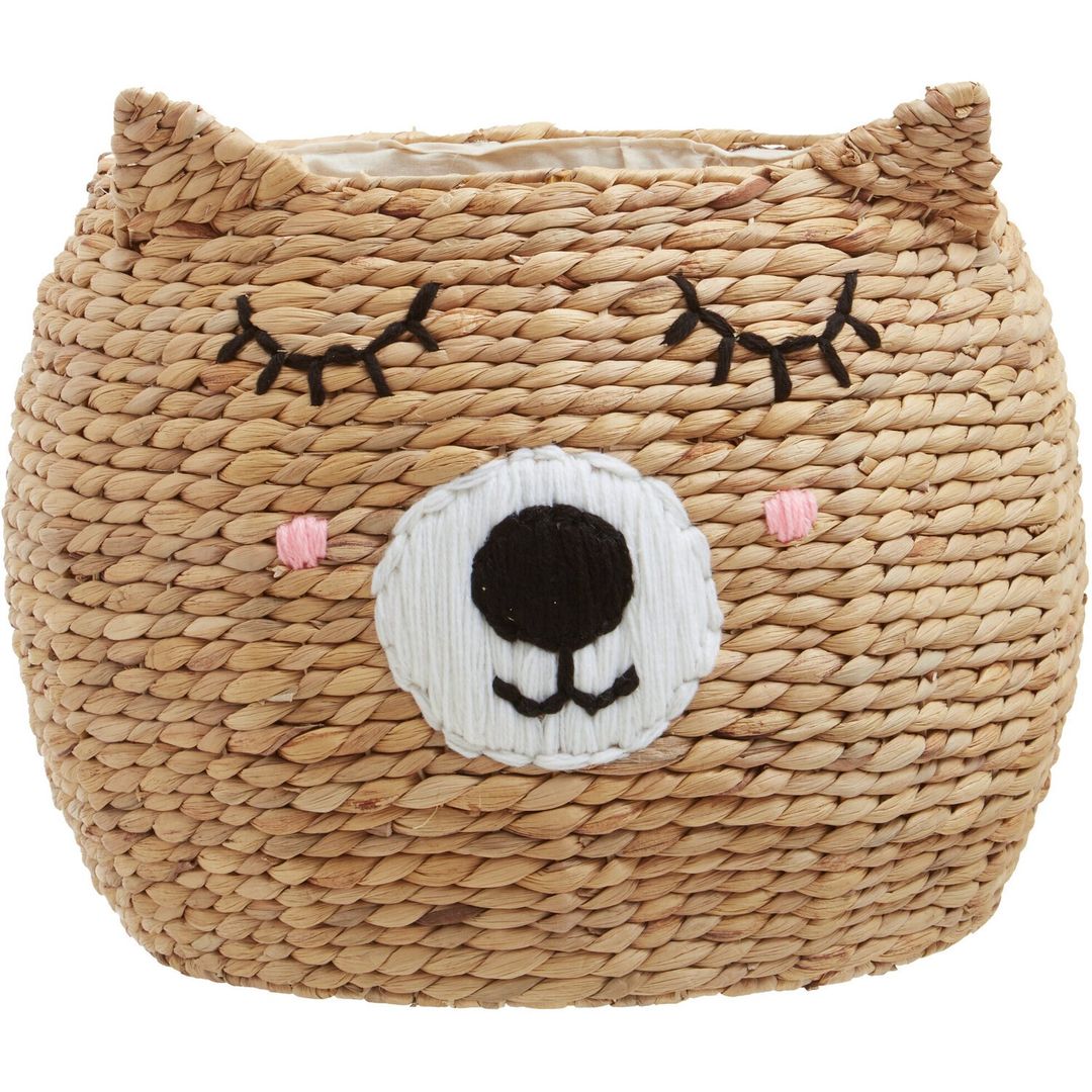 Lidi Cat Face Basket - Black, White, Natural, Pink - Image 1