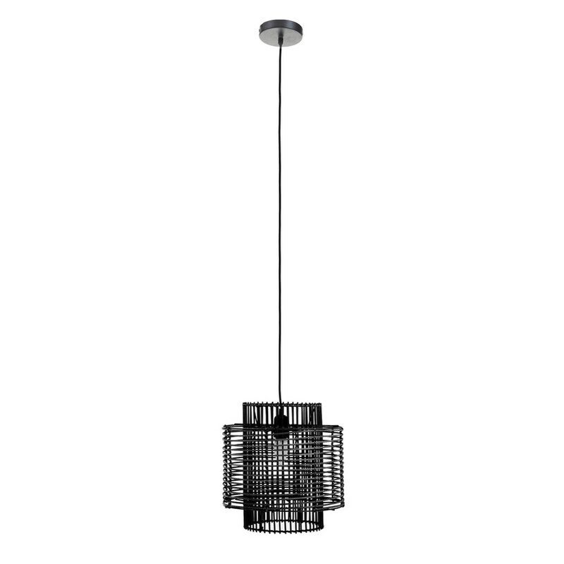 Jaya Black Rattan Overlapping Pendant Light - Black - Image 1