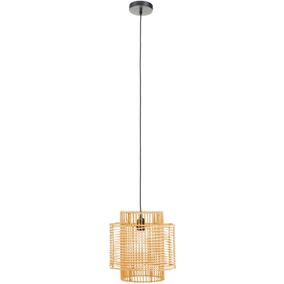 Jaya Natural Rattan Overlapping Pendant Lamp - Brown - Image 1