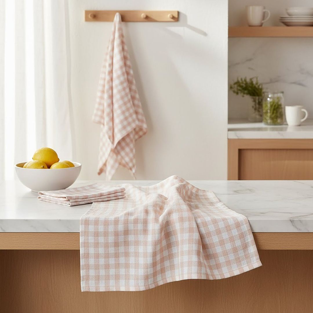 Doro Set Of Three Amber And White Tea Towels - White - Image 1