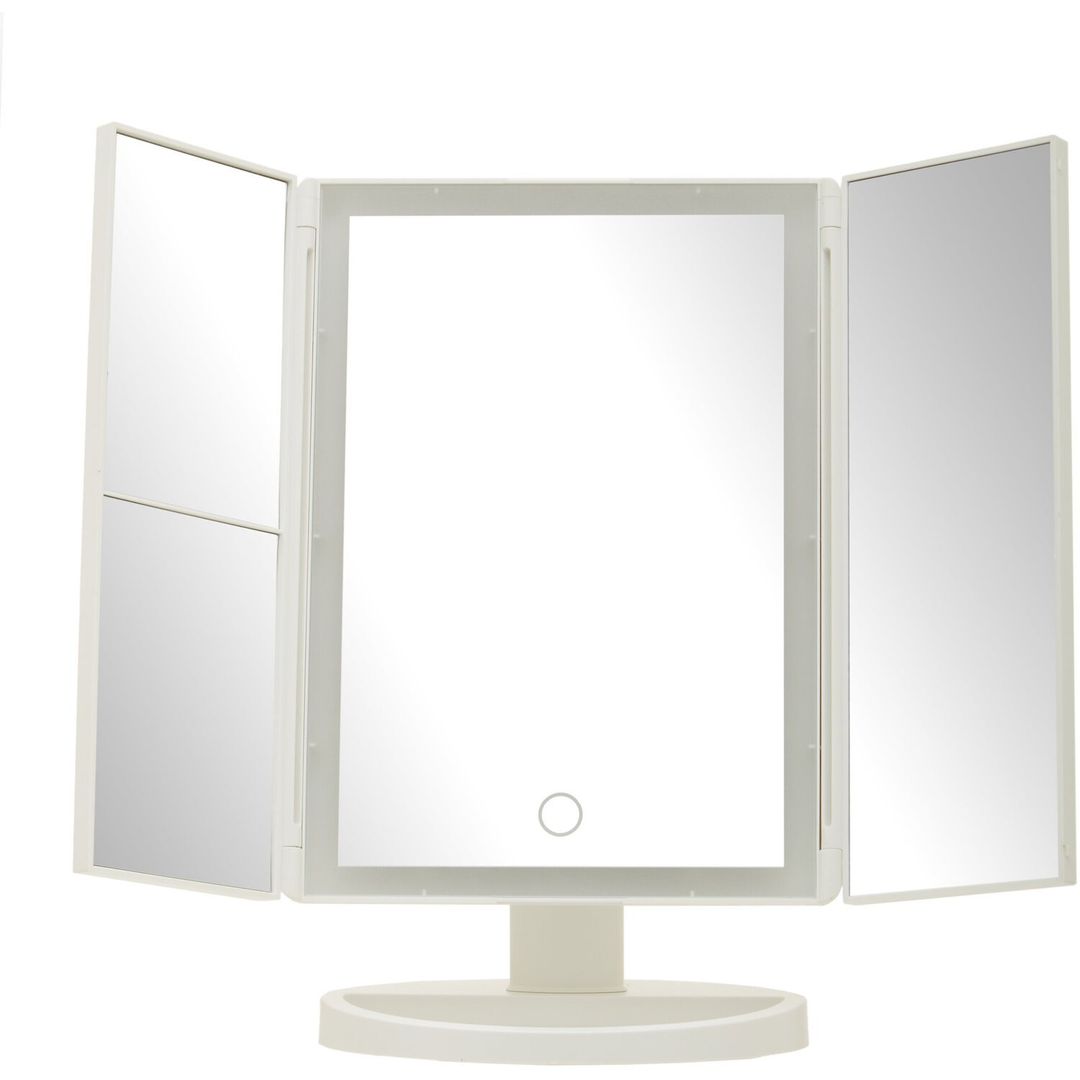 Cassini Tri Fold White LED Table Mirror - Image 1