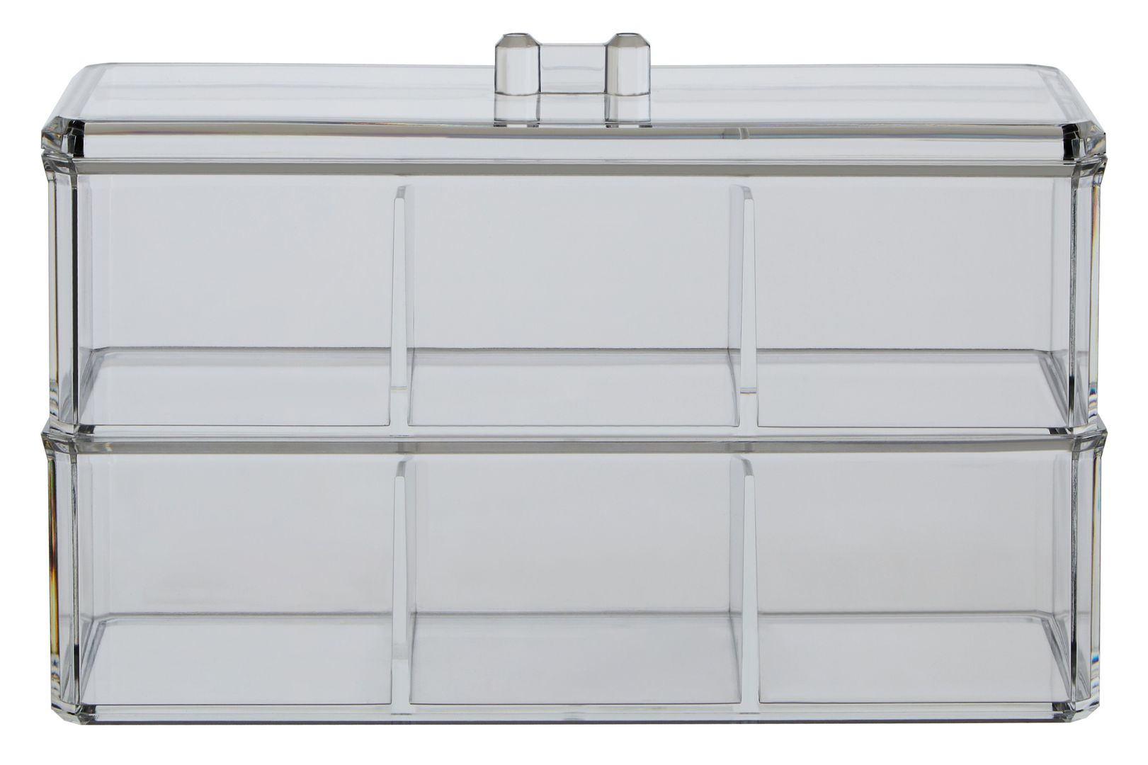 Romm Six Compartment Clear Plastic Cosmetics Organiser - Neutral - Image 1