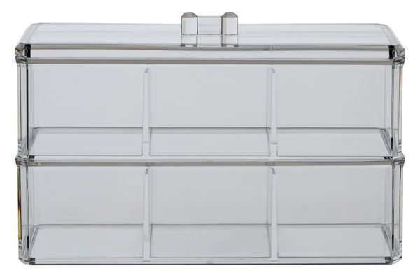 Romm Six Compartment Clear Plastic Cosmetics Organiser - Neutral