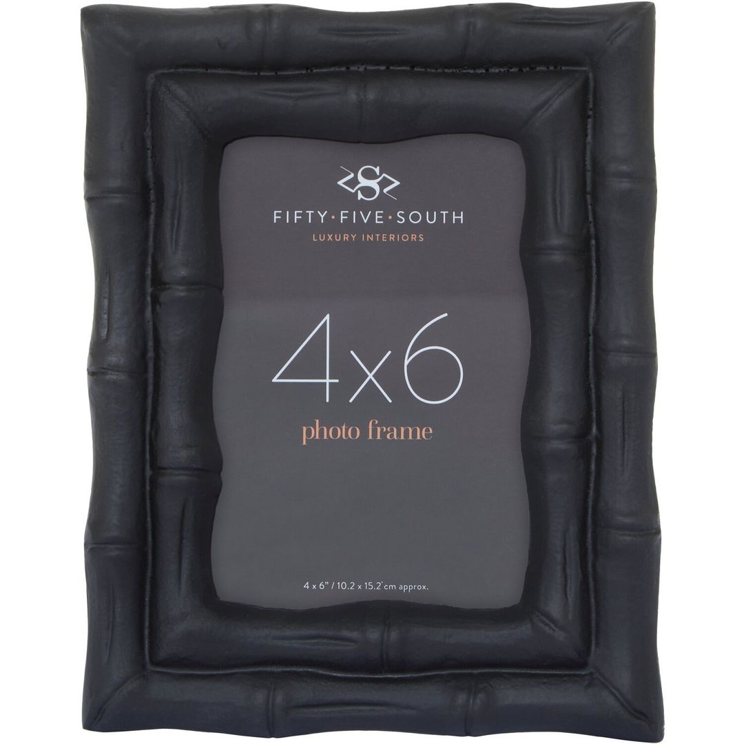 Hiba 4 x 6 Black Finish Bamboo Effect Photo Frame - Black - Image 1