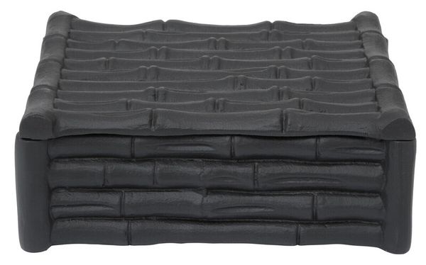 Hiba Small Black Finish Bamboo Effect Trinket Box - Black - Thumbnail 2