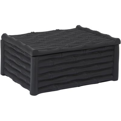 Hiba Large Black Finish Bamboo Effect Trinket Box - Black