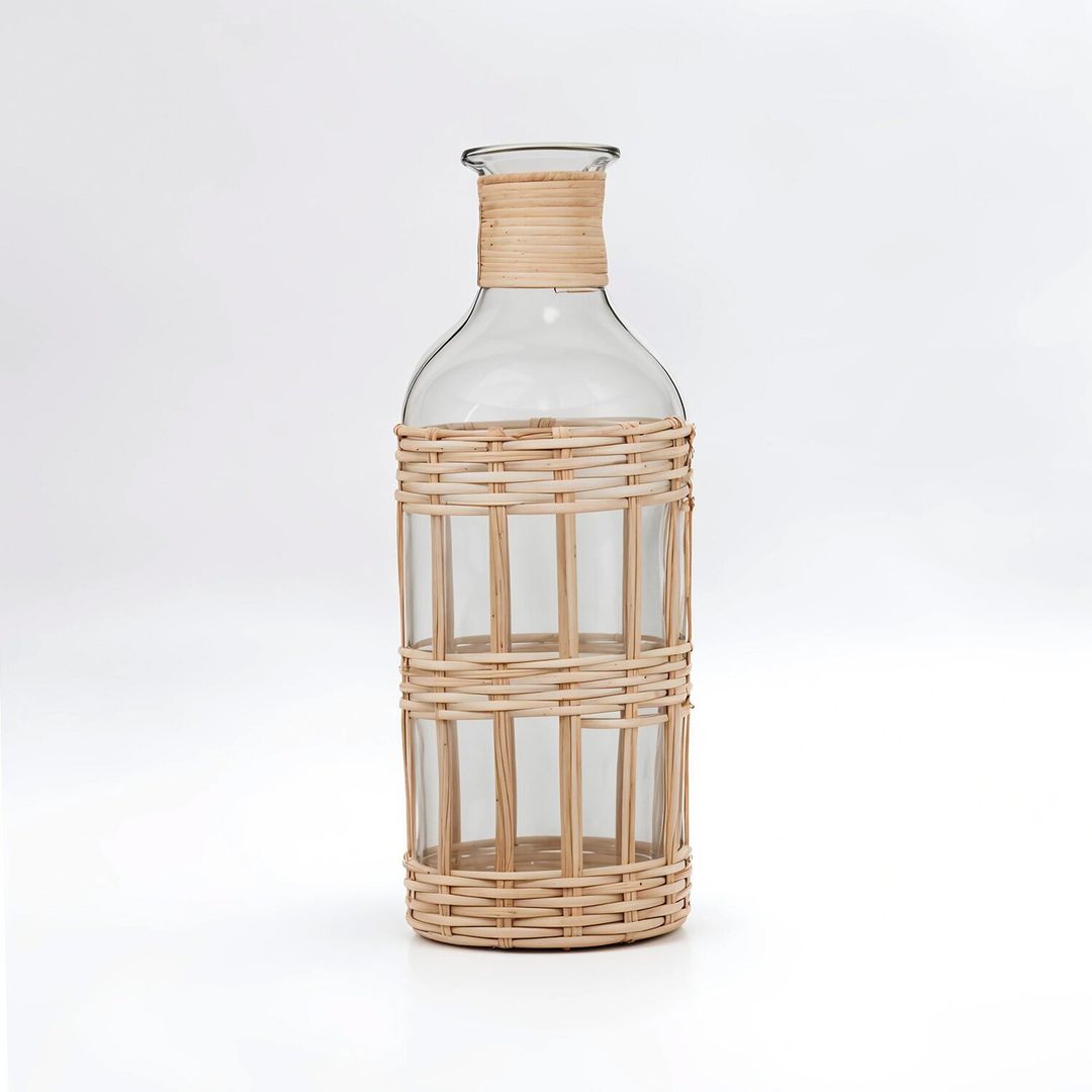 Jada Small Striped Vase - Glass 90%,Cane 10% - Image 1