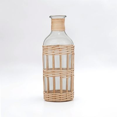 Jada Small Striped Vase - Glass 90%,Cane 10%