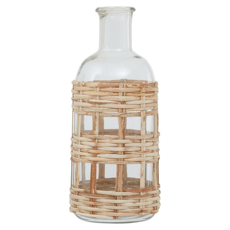 Gaia Medium Glass Vase in Metallic Antique Finish - Glass 90%,Cane 10% - Image 1