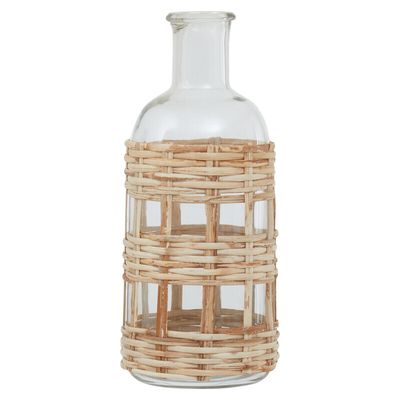 Gaia Medium Glass Vase in Metallic Antique Finish - Glass 90%,Cane 10%