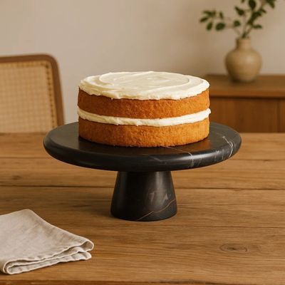 Marmore Black and Gold Marble Cake Stand - Black