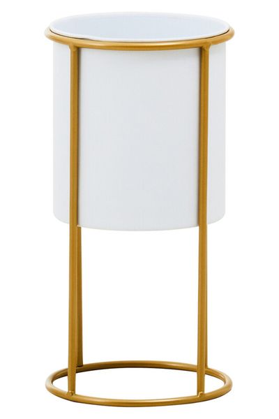 Trosa Small White And Gold Floor Standing Planter - White