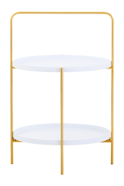 Trosa Two Tier White and Gold Side Table - White - Thumbnail 2