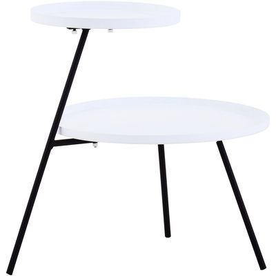 Trosa Two Tie White and Black Side Table - White