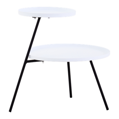 Trosa Two Tie White and Black Side Table - White - Thumbnail 2