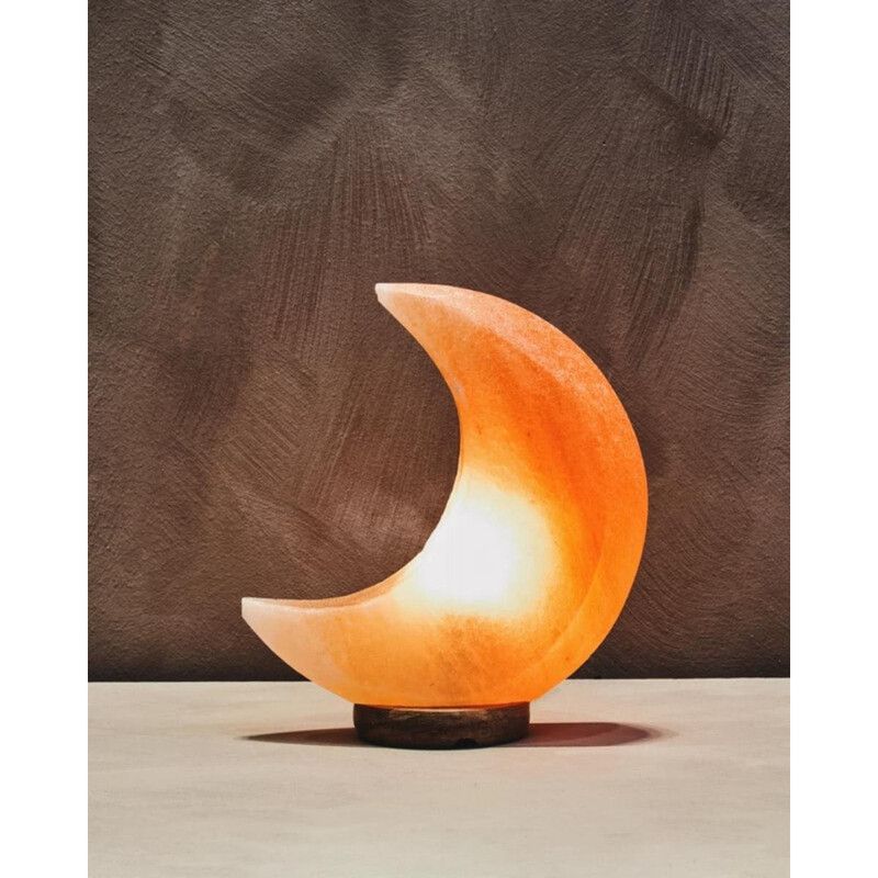Nepal Crescent Moon Pink Natural Salt Lamp - Image 1