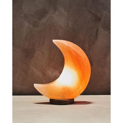 Nepal Crescent Moon Pink Natural Salt Lamp