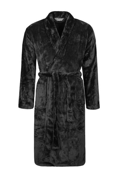 Soft Warm Mens Dressing Gown - Black