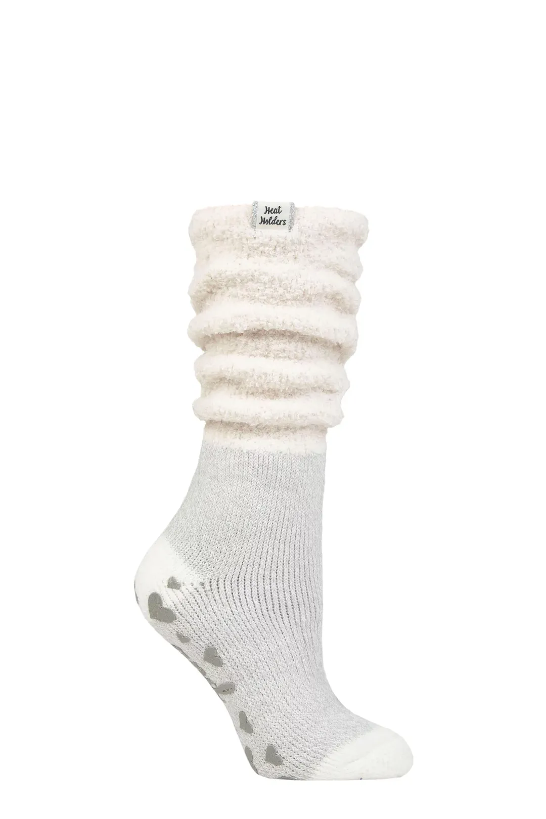 Ladies Fluffy Slouch Top Non Slip Thermal Bed Socks - Cream - Image 1