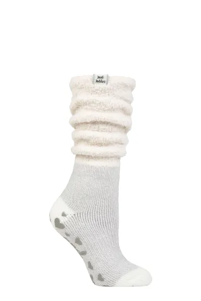 Ladies Fluffy Slouch Top Non Slip Thermal Bed Socks - Cream