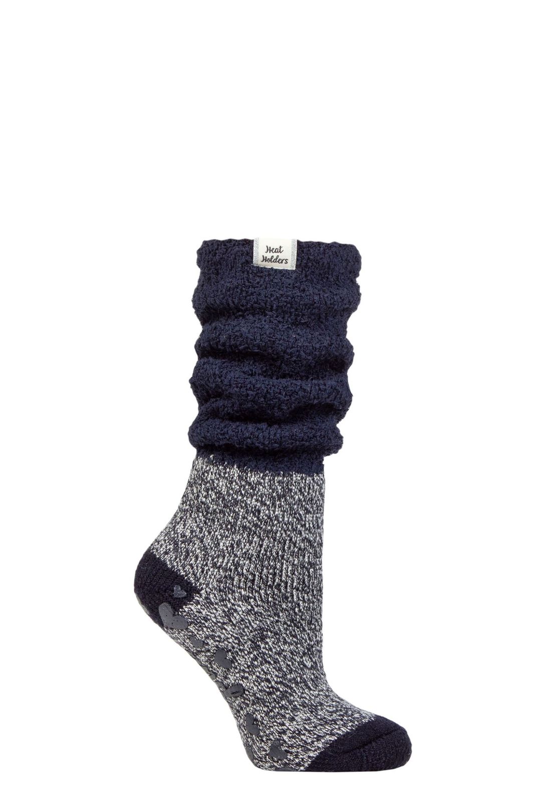 Ladies Fluffy Slouch Top Non Slip Thermal Bed Socks - Navy - Image 1