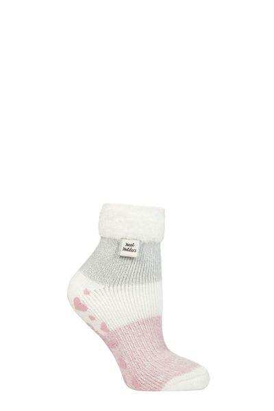Ladies Cuddly Fluffy Sliper Bed Socks with Feather Top - Pink