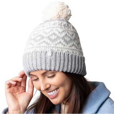 Women's 1 Pack SOCKSHOP Heat Holders Billingen Turn Over Cuff Hat Light Grey One Size