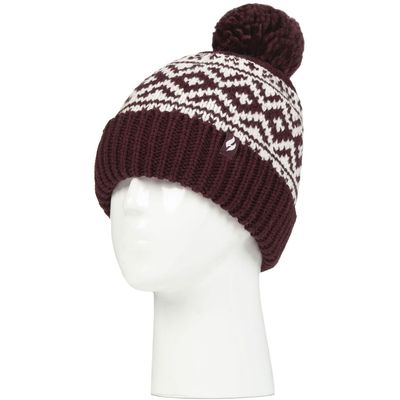 Women's 1 Pack SOCKSHOP Heat Holders Billingen Turn Over Cuff Hat Wine One Size